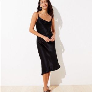 Draped Midi Slip Satin Dress